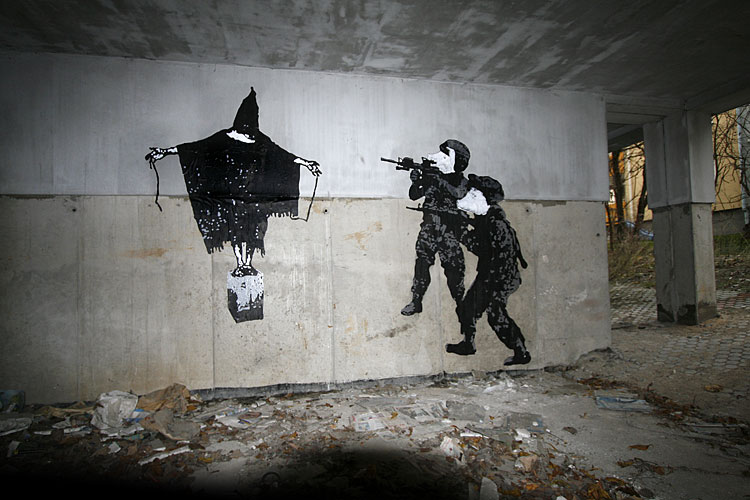 Anti-war clowns feel cold slap of reality