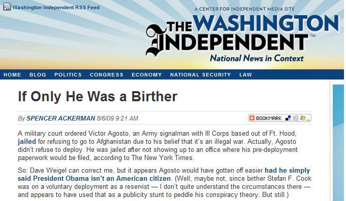 Ackerman; Too bad Agosto wasn’t a birther