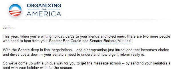 My holiday message for Cardin and Mikulski.