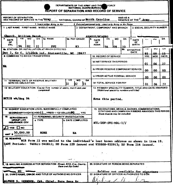 WILLIAM Derek Church FOIA NGB22 : This ain't Hell, but you can see it ...